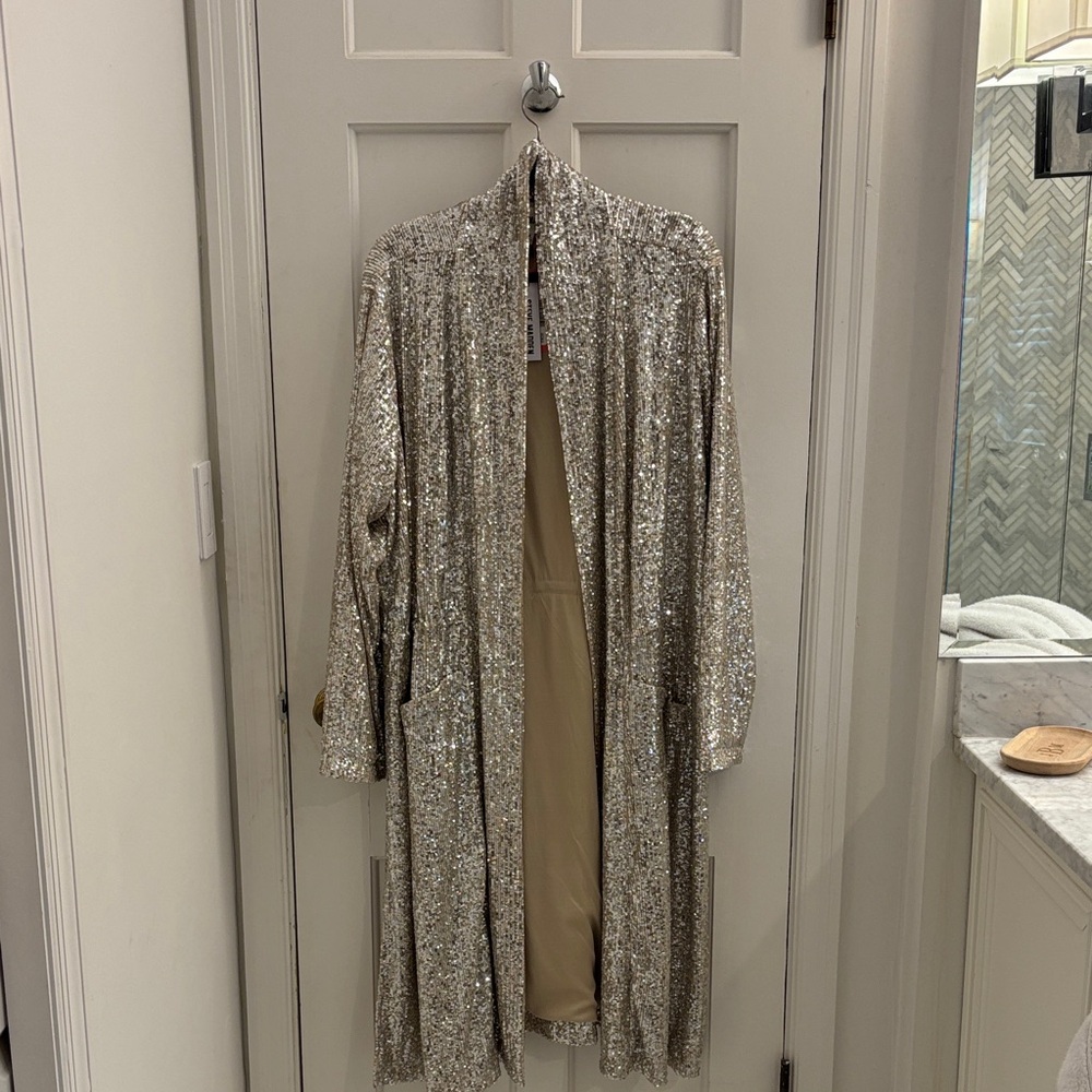 NWT Steve Madden Silver Sequin Duster
